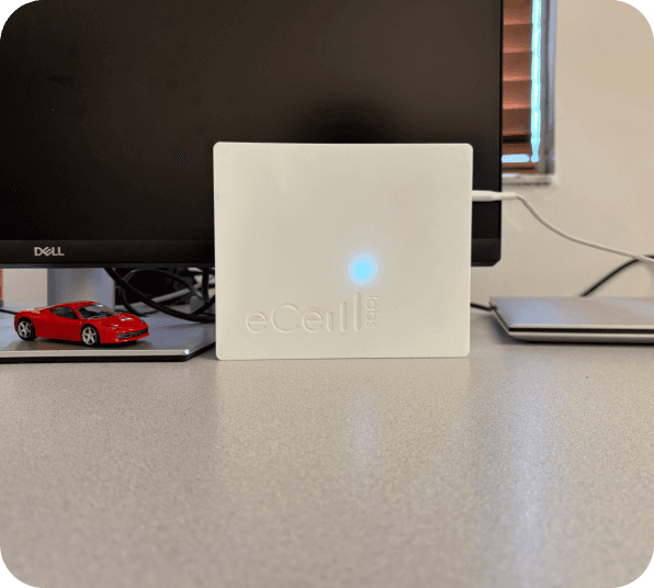 Sleek prototype device with a light indicator